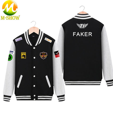 Skt Jacket  Faker Coat Men Hoodies Team skt t1 faker jersey Zipper Cotton Wolf Bang Uniform game LOL Jersey