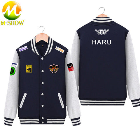 Skt Jacket  Faker Coat Men Hoodies Team skt t1 faker jersey Zipper Cotton Wolf Bang Uniform game LOL Jersey