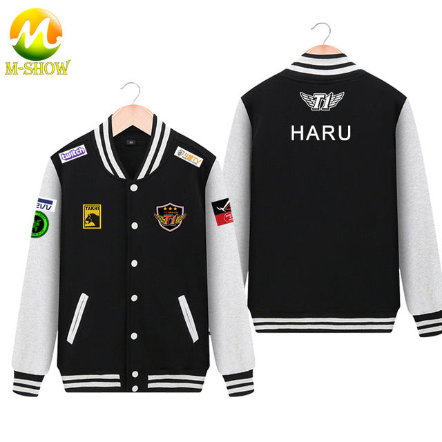 Skt Jacket  Faker Coat Men Hoodies Team skt t1 faker jersey Zipper Cotton Wolf Bang Uniform game LOL Jersey