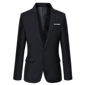 Mens Korean slim fit blazer masculino cotton blazer Suit Office Jacket black blue  plus size Male blazers Mens coat Wedding