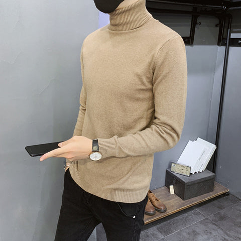2019 Winter New Men's Turtleneck Sweaters Black Sexy Brand Knitted Pullovers Men Solid Color Casual Male Sweater Autumn Knitwear